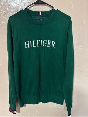 Tommy Hilfiger Green Crewneck Sweater with Embroidered Logo